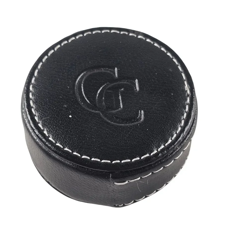 Guess Quartz Travel Alarm Clock Black Faux Leather Case Snap Closure Portable